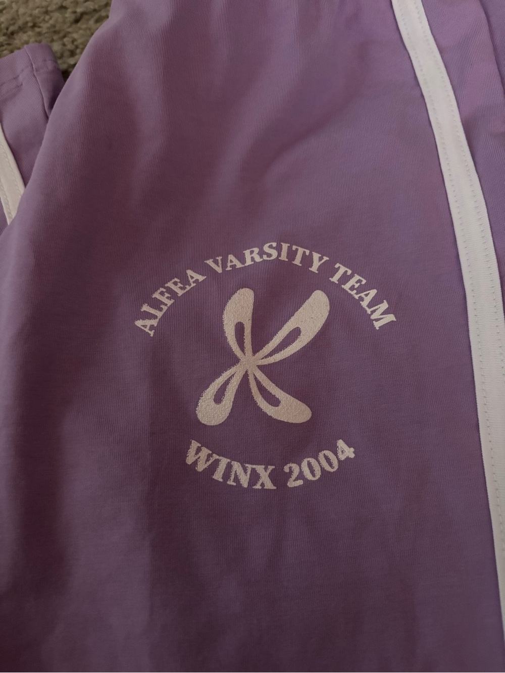 DEADSTOCK NWOT Dolls Kill x Winx Club Alfea Varsity Flare Pants M Purple Y2K - Picture 4 of 8